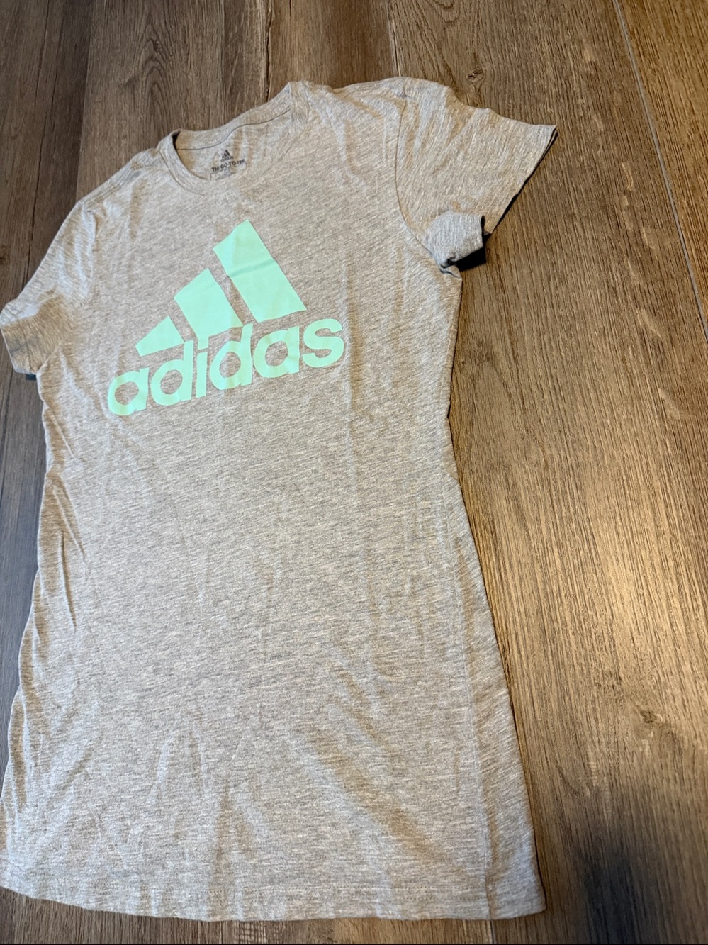 adidas Heather Gray Tee with Mint Logo - Picture 4 of 5